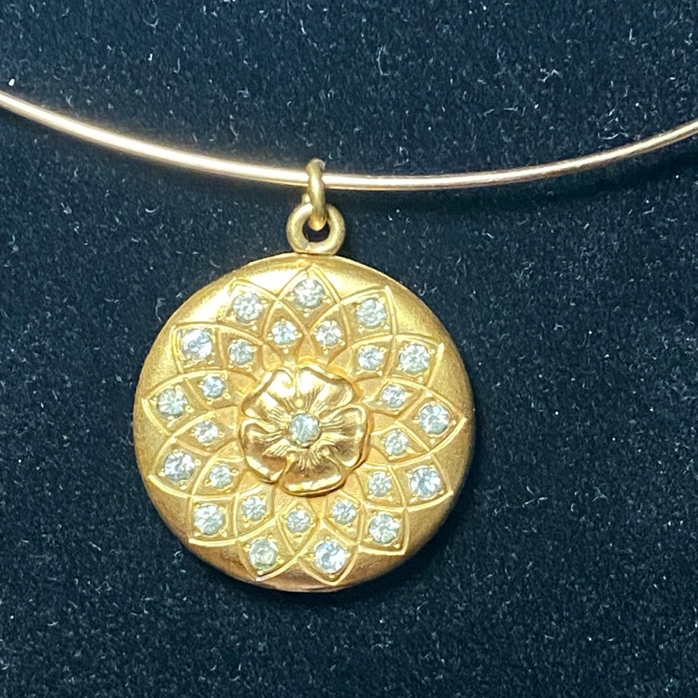 Mid-Century Gold Filled Floral Locket Pendant